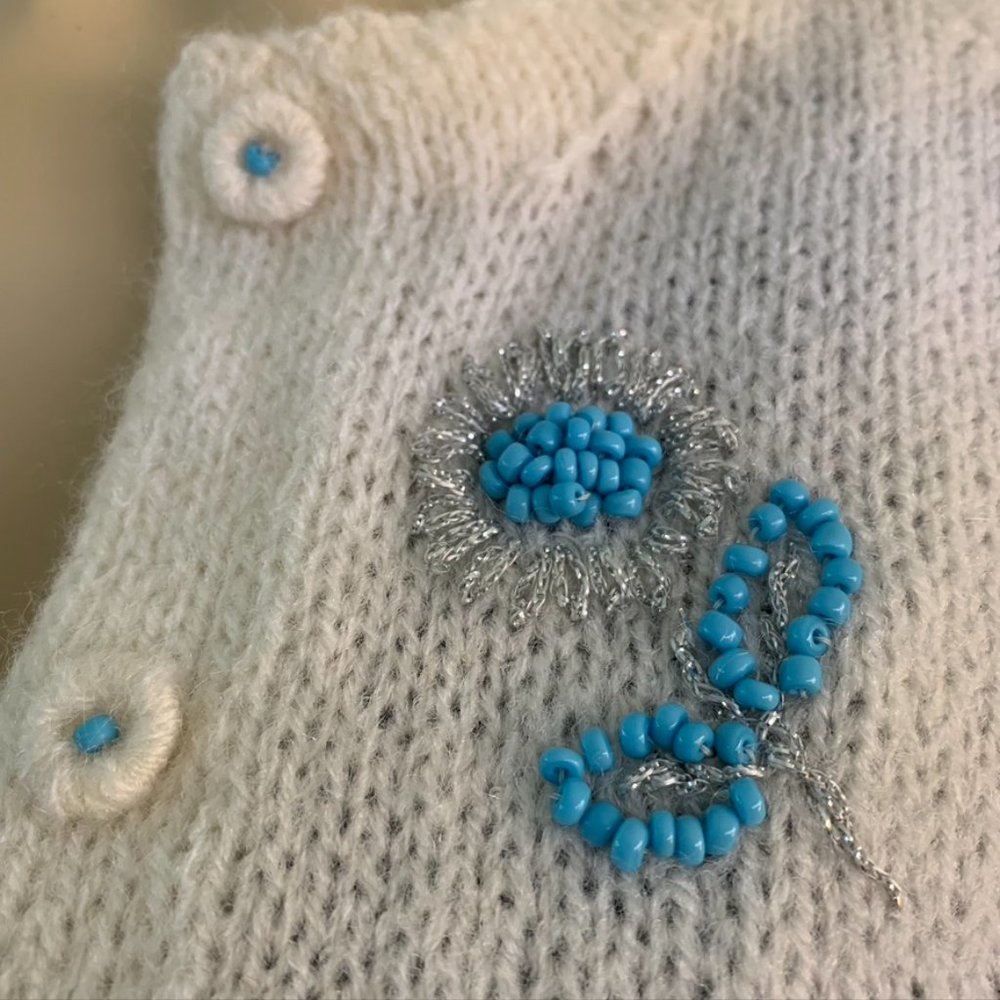 handmade custom sweater with glass beadwork